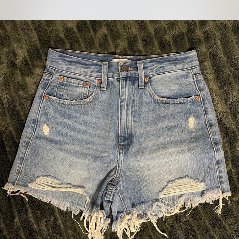 Pistola Super High Rise Cut off Distressed Denim Jean Shorts NWT